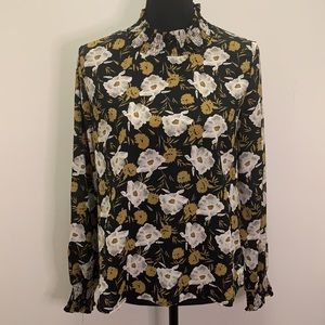 Hayden smocked neck floral long sleeve blouse